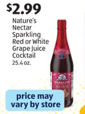 Aldi Nature's nectar sparkling red or white grape juice cocktail offer
