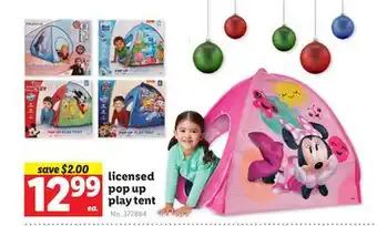 Lidl Licensed pop up play tent offer
