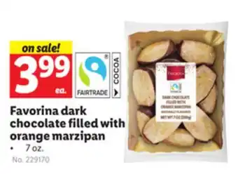 Lidl Favorina dark chocolate filled with orange marzipan offer