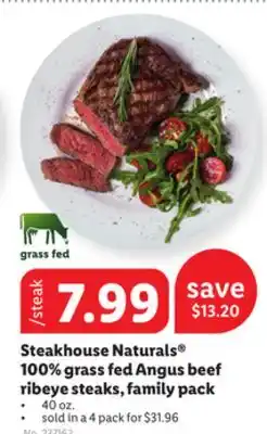 Lidl Steakhouse naturals 100% grass fed angus beef ribeye steaks, family pack offer