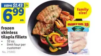 Lidl Frozen skinless tilapia fillets offer