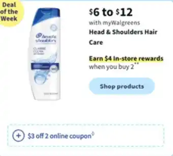 Walgreens Head & shoulder hair care offer