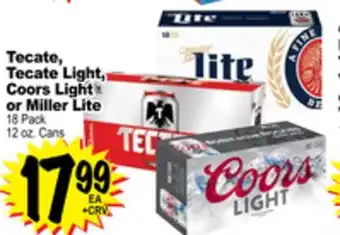 Superior Grocers Tecate, tecate light, coors light or miller lite 18 pack offer