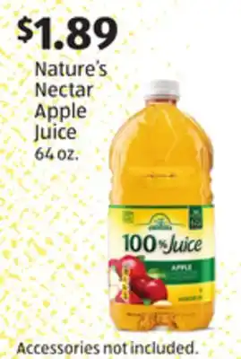 Aldi Nature's nectar apple juice offer