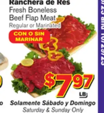 El Super Fresh Boneless beef flap meat offer