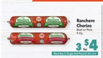 Vallarta Supermarkets Ranchero chorizo offer