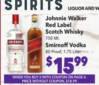 Vallarta Supermarkets Johnnie walker red label scotch whisky offer