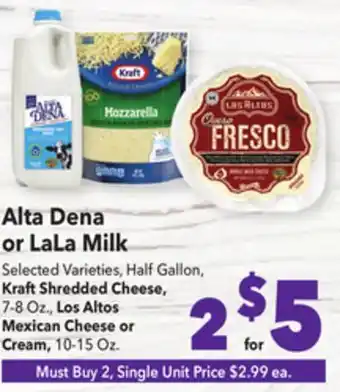 Vallarta Supermarkets Alta dena or lala milk offer