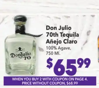 Vallarta Supermarkets Don julio 70th tequila añejo claro offer