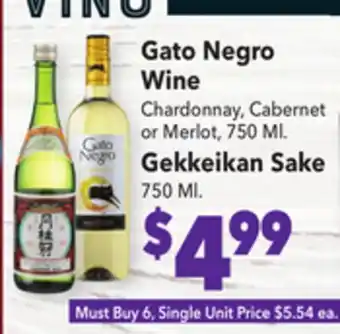 Vallarta Supermarkets Gato negro wine offer