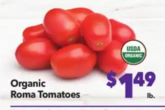 Vallarta Supermarkets Organic roma tomatoes offer