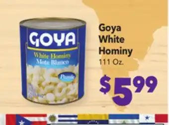 Vallarta Supermarkets Goya white hominy offer