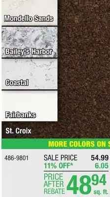 Menards Customcraft countertops quartz fairbanks series b - square feet offer