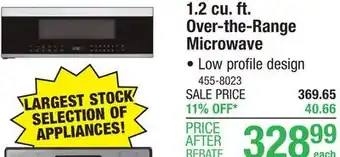 Menards Criterion 1.2 cu.ft. stainless steel over-the-range microwave offer