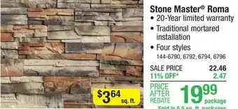 Menards Stone master grey-mix roma manufactured stone veneer siding (5.5 sq. ft.) offer