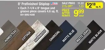 Menards Dakota 7-1/4 x 8' ponderosa prefinished shiplap wall plank offer