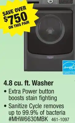 Menards Maytag 4.8 cu.ft. black front-load washer offer