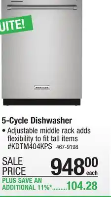 Menards Kitchenaid 5-cycle fingerprint resistant stainless steel built-in dishwasher offer