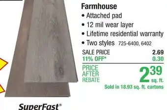 Menards Superfast farmhouse vintage oak 7 x 48 floating luxury vinyl plank flooring (18.93 sq.ft/ctn) offer