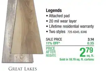 Menards Great lakes legends series hickory natural 7 x 48 x 4.5mm floating luxury vinyl plank flooring (18.70 sq.ft/ctn) offer