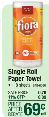 Menards Fiora paper towels - 1 giant roll offer