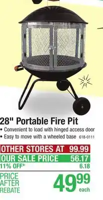 Menards Backyard creations 28 portable steel fire pit offer