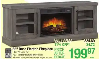 Whalen ruso 62 dusty gray oak electric fireplace entertainment center