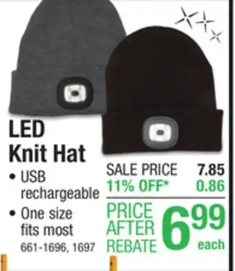 Menards Beacon tech usb rechargeable led knit winter hat - gray offer