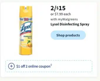 Walgreens Lysol disinfecting spray offer