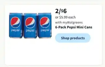 Walgreens 6-pack pepsi mini cans offer