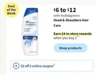 Walgreens Head & shoulders hair care offer