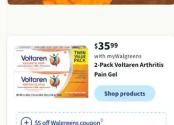 Walgreens 2-pack voltaren arthritis pain gel offer