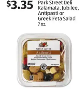 Aldi Park street deli kalamata, jubilee, antipasti or greek feta salad offer