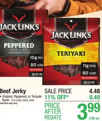 Menards Jack link's original beef jerky - 2.85 oz offer