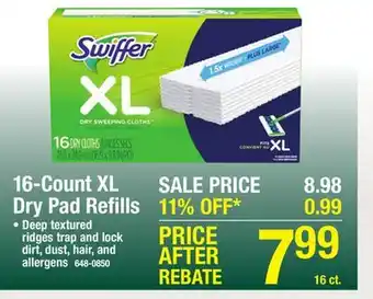 Menards Swiffer sweeper x-large dry pad refills - 16 count offer