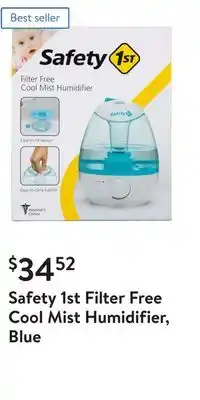 Walmart Safety 1st filter free cool mist humidifier, blue offer