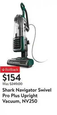 Walmart Shark navigator swivel pro plus upright vacuum, nv250 offer