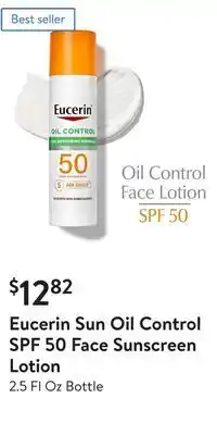 Walmart Eucerin sun oil control spf 50 face sunscreen lotion offer