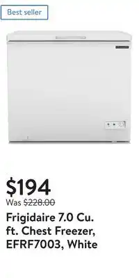 Walmart Frigidaire 7.0 cu. ft. chest freezer, efrf7003, white offer