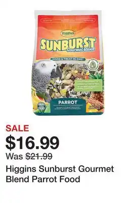 Petsmart Higgins sunburst gourmet blend parrot food offer