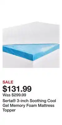 Kohl's Serta 3-inch soothing cool gel memory foam mattress topper offer