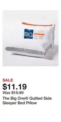 Kohl's The big one quilted side sleeper bed pillow offer