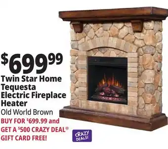 Ocean State Job Lot Twin star home tequesta electric fireplace heater, old world brown offer