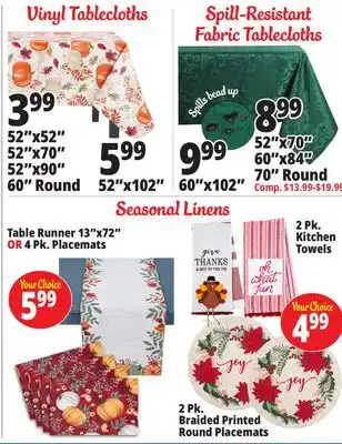 Ocean State Job Lot Vinyl tablecloths offer