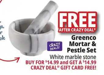 Ocean State Job Lot Greenco mortar & pestle set, white marble stone offer