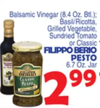 Bravo Supermarkets Filippo berio pesto 6.7 oz. jar offer