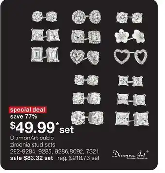 JC Penney Diamonart cubic zirconia stud sets offer