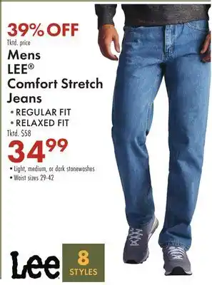 Boscov's Mens lee comfort stretch jeans offer