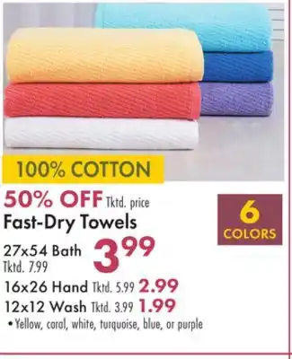 Boscov's Fast-dry towels offer
