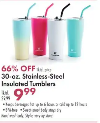Boscov's 30-oz. stainless-steel insulated tumblers offer